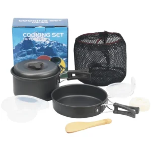Outdoor Camping Hiking Cookware Backpacking Cooking Picnic Pot Pan Set Foldable